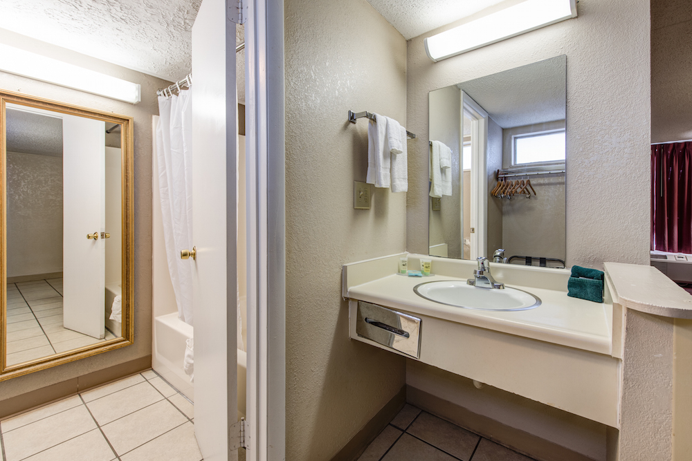 sink area in motel room in pigeon forge