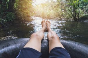person in a tube on the river